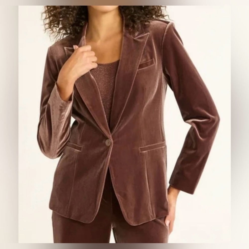 Sofia by Sofia Vergara Velvet Blazer - Brown